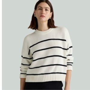 Quince 100% Organic Cotton Striped Crew Sweater